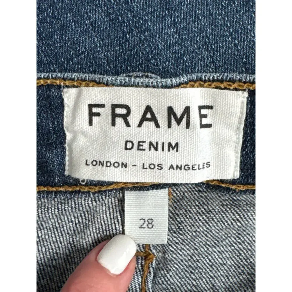 FRAME Le High Straight Jeans‎ in Broadway Medium Distressed Wash Size 28